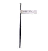 Šiaudeliai juodi "Happy birthday"