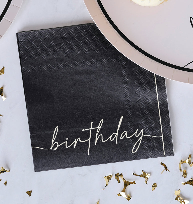 Servetėlės juodos "birthday"
